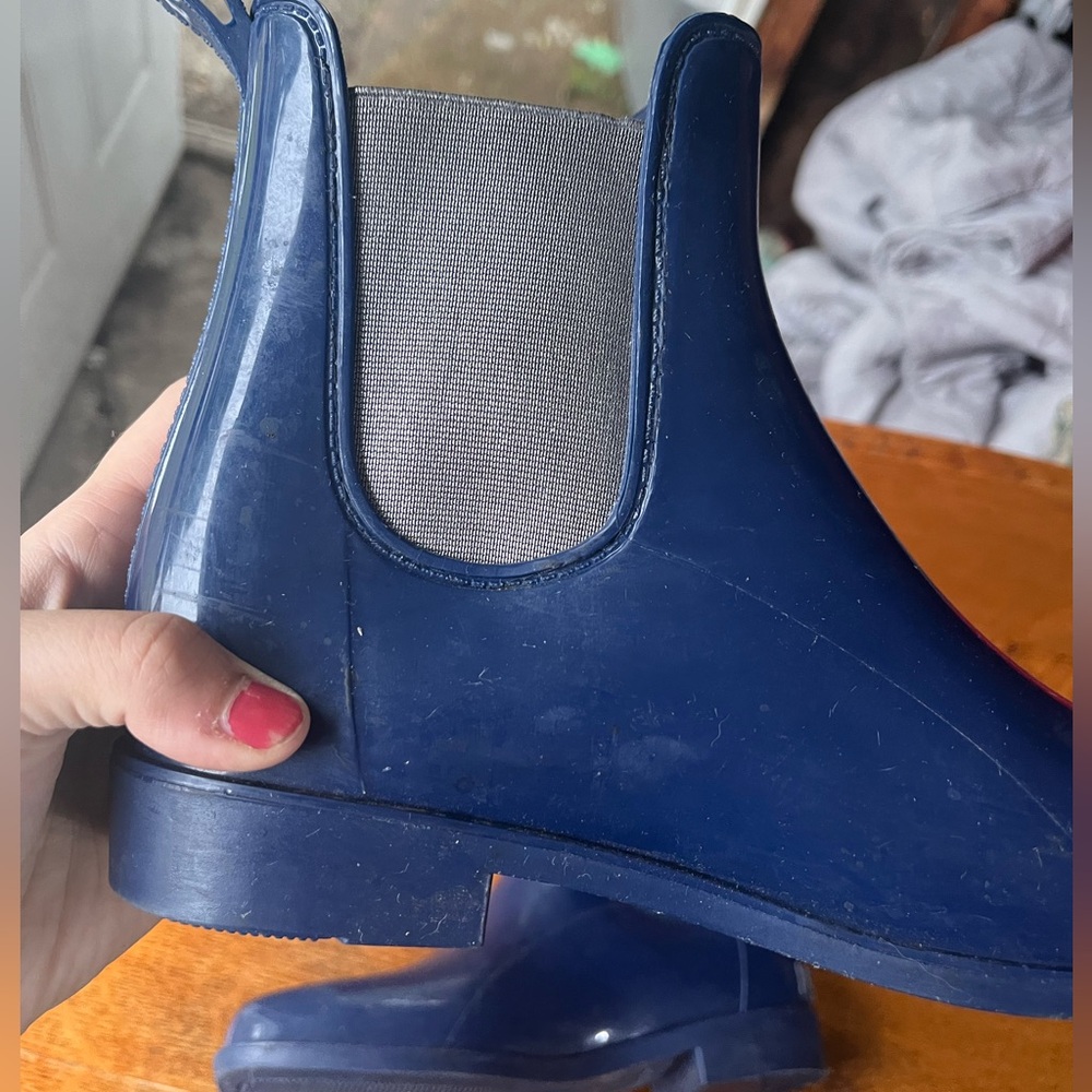 Ralph Lauren Polo Short Rainboot in Blue with Silver Elastic Size 7
